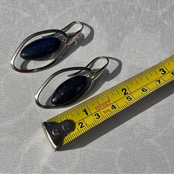 lapis lazuli earrings milor italy stainless steel hooks pierced - Picture 7 of 7